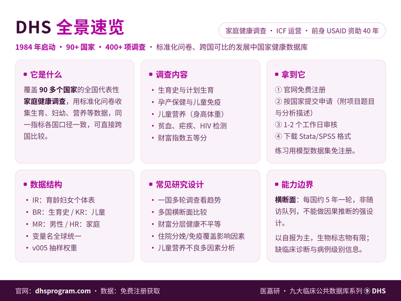 DHS 数据库完全指南:90+ 国家家庭健康调查,全球健康研究标配